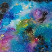 Mi proyecto, Galaxia con manchitas doradas. . Un proyecto de Bellas Artes de Alejandra Román - 31.08.2020