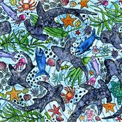 Sharks in the water. Traditional illustration, Ink Illustration, and Watercolor Painting project by sarah_munro6 - 09.02.2020