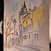 Mi Proyecto del curso: Dibujo arquitectónico con acuarela y tinta. Street Art project by mvvirginillo - 09.03.2020