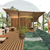 Project in Kerala, India. Un proyecto de Ilustración arquitectónica, Collage y Concept Art de Sakshi Mathur - 03.09.2020