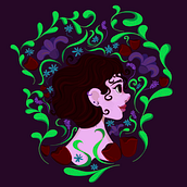 Meu projeto do curso: Retrato ilustrado com elementos botânicos <3. Digital Drawing project by giuliadaflon - 09.04.2020