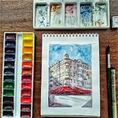 edificio en San Petersburgo. Architecture, and Watercolor Painting project by Liena Nieves Pelegrín Breffe - 09.05.2020