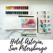 hotel Astoria, SPB. Architecture, and Watercolor Painting project by Liena Nieves Pelegrín Breffe - 09.05.2020