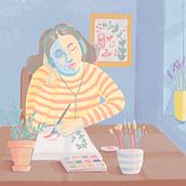 En su habitación . Un proyecto de Creatividad, Dibujo digital, Diseño para Redes Sociales, Pintura digital y Redes Sociales de Liz Munoz - 11.09.2020