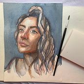 Mi Proyecto del curso: Retrato artístico en acuarela. Desenho, Design de interiores, e Pintura em aquarela projeto de eva_vzalba - 15.09.2020