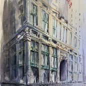 My project in Architectural Sketching with Watercolor and Ink course. Watercolor Painting project by roselyne_rheaume - 09.21.2020