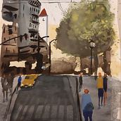 Ejercicio de Pito Campos - Curso de acuarela Paisajes urbanos . Projekt z dziedziny Malowanie akwarelą użytkownika javi leiva - 23.09.2020