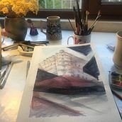 My project in Architectural Sketching with Watercolor and Ink course. Un projet de Illustration numérique de Hande Ozut - 21.09.2020