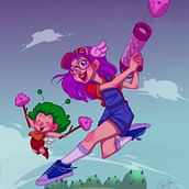 Arale and Gatchan. Animation, 2D Animation, Comic, Concept Art, Drawing, Digital Drawing, Character Design, and Digital Design project by Laura Sánchez Quesada - 09.21.2020