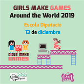 Girls Make Games en España. Poster Design, Graphic Design, Social Media Design, Pixel Art, and Video Games project by Isi Cano - 01.10.2018