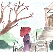 Mi Proyecto del curso: Ilustración en acuarela con influencia japonesa. Drawing, and Watercolor Painting project by Gimena Peral - 09.24.2020