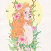 "Espíritu del Bosque". Fine Arts, Artistic Drawing, Portrait Drawing, Traditional illustration, and Watercolor Painting project by jesica_iturria - 09.25.2020