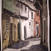 Watercolor shadows lane. Ein Projekt aus dem Bereich Aquarellmalerei von aeonsleo - 26.09.2020