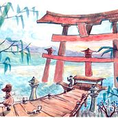 My project in Watercolor Illustration with Japanese Influence course. Un proyecto de Pintura a la acuarela de Alisa Sennikova - 27.09.2020