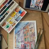 My project in Architectural Sketching with Watercolor and Ink course. Een project van Aquarelschilderen van Anett Csiszér-Szeli - 18.10.2020