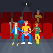 People are at the cinema. Character Design, Digital Illustration, and Vector Illustration project by Diana Vasileva - 09.27.2020