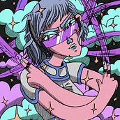 Cosmic Girl_Illustration. Fine Arts, Drawing, Artistic Drawing, Digital Drawing, Graphic Design, and Traditional illustration project by Santiago Navarrete - 09.29.2020