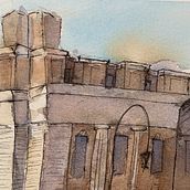 My project in Architectural Sketching with Watercolor and Ink course. Architectural Illustration, and Watercolor Painting project by Tina Ross - 09.30.2020