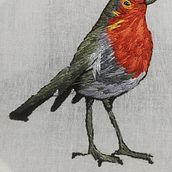 Mi Proyecto del curso: Pintar con hilo: técnicas de ilustración textil Petirojo enamorado. Un proyecto de Bordado de Liliana Quintero Arango - 24.01.2021