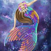 Digital painting of Mermaid Spectra, a professional mermaid. Een project van Digitale illustratie van Jopie Louwe Kooijmans - 01.10.2020