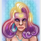Moongirl. My project in Female Character Portraits in Procreate course. Digital Painting project by Michelle Frederiksen - 10.02.2020
