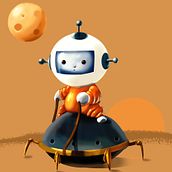 The martianboy was first on the planet, and must survey the landscape before the others arrive.. Character Design, and Digital Painting project by amir - 10.04.2020