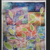 Folhas sobre galáxias. Fine Arts, Artistic Drawing, Traditional illustration, and Watercolor Painting project by Sandra Menezes - 10.04.2020