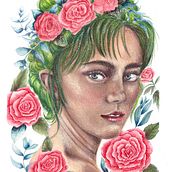 Hada. Traditional illustration, Watercolor Painting, and Portrait Drawing project by Estrella Rubilar - 10.05.2020