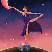 dancing with the moon. Concept Art, Artistic Drawing, Portrait Drawing, Digital Drawing, Realistic Drawing, and Design project by Jennifer Pupo Martínez - 10.07.2020