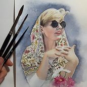Artistic Portrait with Watercolours - my interpratation. Projekt z dziedziny Trad, c, jna ilustracja i Malowanie akwarelą użytkownika Hanna Grahm - 13.11.2020