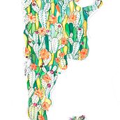 Argentina: cactus en negativo. Watercolor Painting project by Agustina Verzini - 10.13.2020