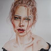 Colored Watercolor Pencils Girl Face. Artistic Drawing, and Portrait Drawing project by Daniel Schennach - 10.21.2020