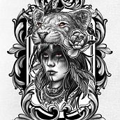 Mi Proyecto del curso: La Leona. Un progetto di Design, Design di tatuaggi, Design digitale, Illustrazione tradizionale e Illustrazione digitale di leonmatut - 16.10.2020