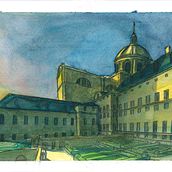This my final proyect of this course: el Monasterio del Escorial. Set Design, Traditional illustration, Ink Illustration, and Watercolor Painting project by Alex Perea - 10.17.2020