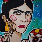 As cores de Frida Kahlo. Artes plásticas, e Pintura Acrílica projeto de Kamila Souto - 17.10.2020