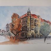 Early autumn in Poznan (Poland) . Pictură în acuarelă de zuzanna_buchwald - 10.22.2020