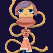 Girl with big eyes and full lips. Een project van Traditionele illustratie, Ontwerp van personages, Posterontwerp y  Digitaal schilderij van Tjaša Hrovat - 24.10.2020