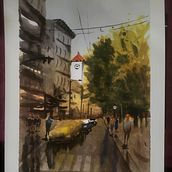My project in Urban Landscapes in Watercolor course. Watercolor Painting project by alexhanova - 10.25.2020
