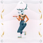 Icelandic reindeer. Character Design, Traditional illustration, and Vector Illustration project by stefaniaemilsdottir - 10.26.2020