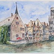 Belfry of Bruges - Belgium. Een project van Aquarelschilderen van Amy Munns - 26.10.2020