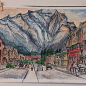 Banff Avenue in Canada. Een project van  Illustratie met inkt y Aquarelschilderen van Amy Munns - 26.10.2020
