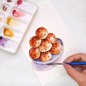 Bollitos en acuarela. Watercolor Painting project by Jessica Riega - 10.26.2020