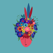 Flat Illustration - Girl with flowers in her hair. . Un progetto di Illustrazione digitale di lucielemonade - 28.10.2020