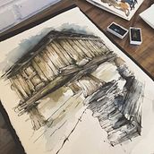 Mi Proyecto del curso: Dibujo arquitectónico con acuarela y tinta. Fine Arts project by Rocío Fernández Paz - 11.01.2020