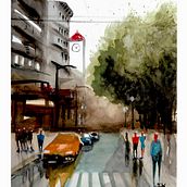 Meu projeto do curso: Paisagens urbanas em aquarela. Un progetto di Pittura ad acquerello di Carlos André Marques - 02.11.2020