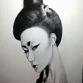 El segundo carboncillo que hago en mi vida. Geisha en carboncillo por Sebastián Leal . Un projet de Illustration traditionnelle, Beaux Arts, Esquisse , Dessin au cra, on, Dessin, Dessin de portrait, Dessin réaliste, Dessin artistique , et Dessin anatomique de Sebastián Camilo Leal Daza - 03.07.2021