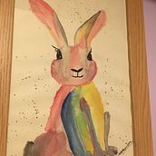 Rainbow the bunny. Un proyecto de Pintura a la acuarela de Faye Thomson - 02.11.2020