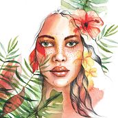 Mi Proyecto del curso: Retrato ilustrado en acuarela. Portrait Drawing, Traditional illustration, Botanical Illustration, Watercolor Painting, and Digital Painting project by Josefina Zorrilla - 07.20.2020
