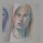 Mi Proyecto del curso: Retrato artístico en acuarela. Fine Arts, Drawing, Portrait Drawing, Painting, and Watercolor Painting project by Palma Mendoza González - 11.05.2020