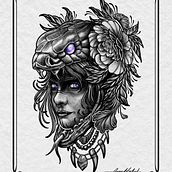 Snake girl. Un progetto di Disegno digitale, Design, Design di tatuaggi, Illustrazione tradizionale e Illustrazione digitale di leonmatut - 06.11.2020